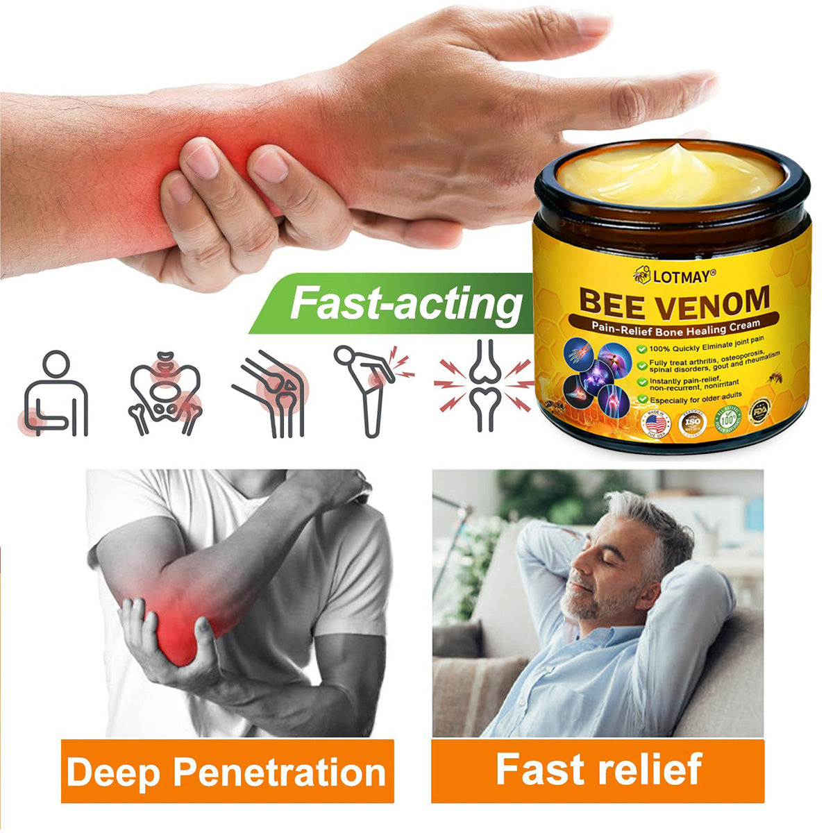 LOTMAY® Bee Venom Pain-Relief Bone Healing Cream 🐝🐝(Recommended by the American Academy of Orthopaedic Surgeons (AAOS))