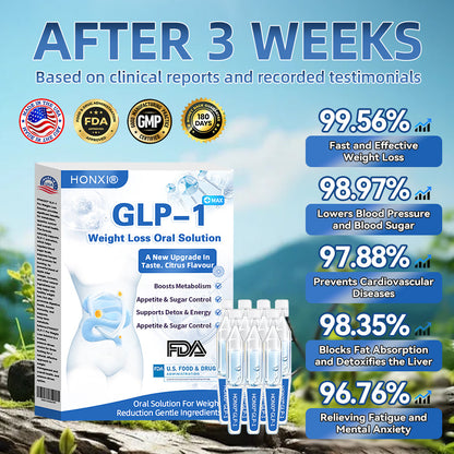 HONXI® GLP-1 Pro Weight Loss Oral Solution ✅One dose a day — see results in 7 days👩‍⚕️Suitable for obesity, cardiovascular diseases, diabetes, sleep apnea, high cholesterol and blood lipids, joint problems, and various other conditions🚀